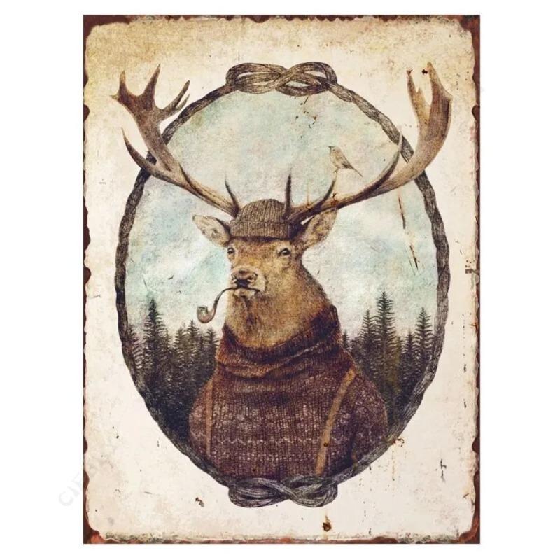 Vintage Bear In Retro Clothing Metal Tin Sign Wall Decor 20x30cm