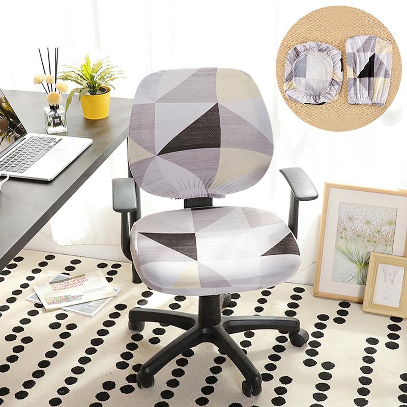 Universal Split Seat Cover Office Chair Cover Stretch Spandex Computer Anti-Dust Armchair Slipcovers Removable Seat Protector