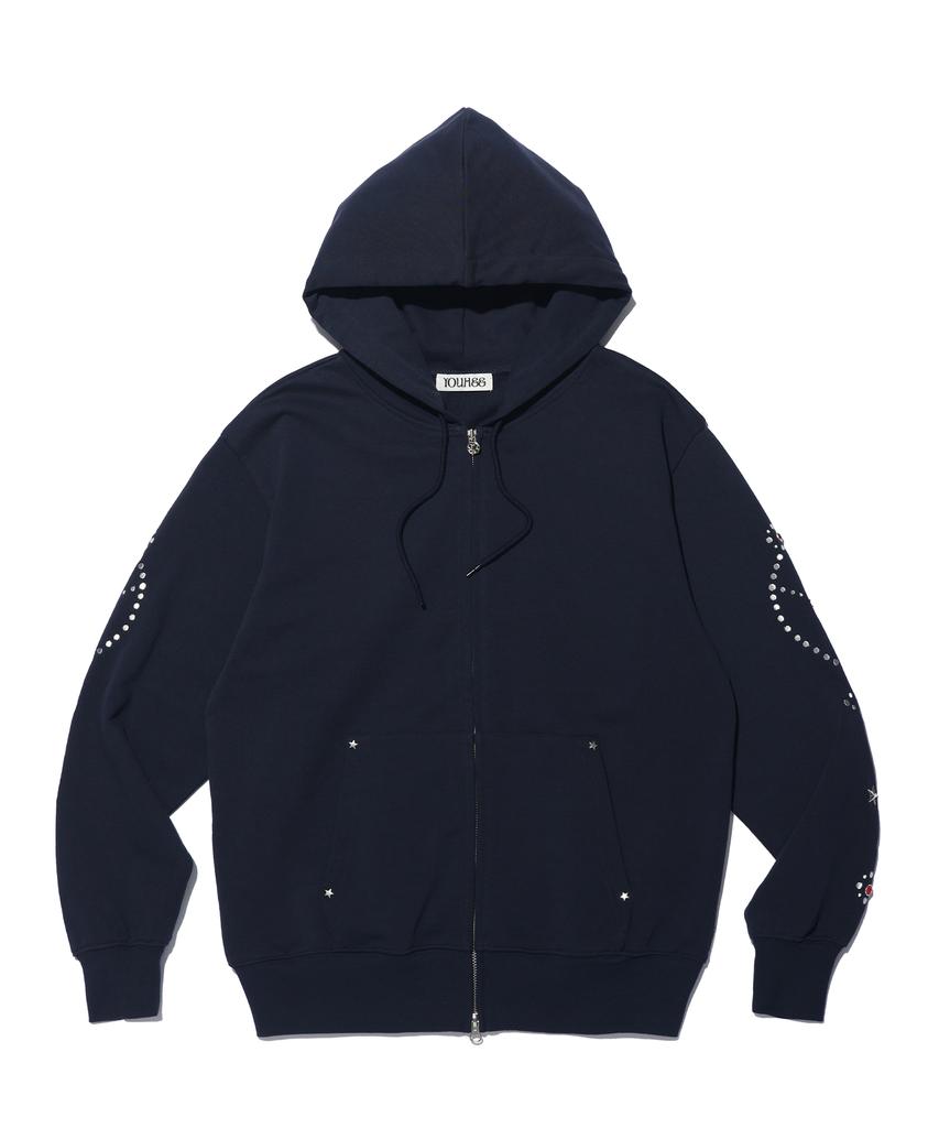 Youhee Star Hotfix Hood Zip-Up Navy