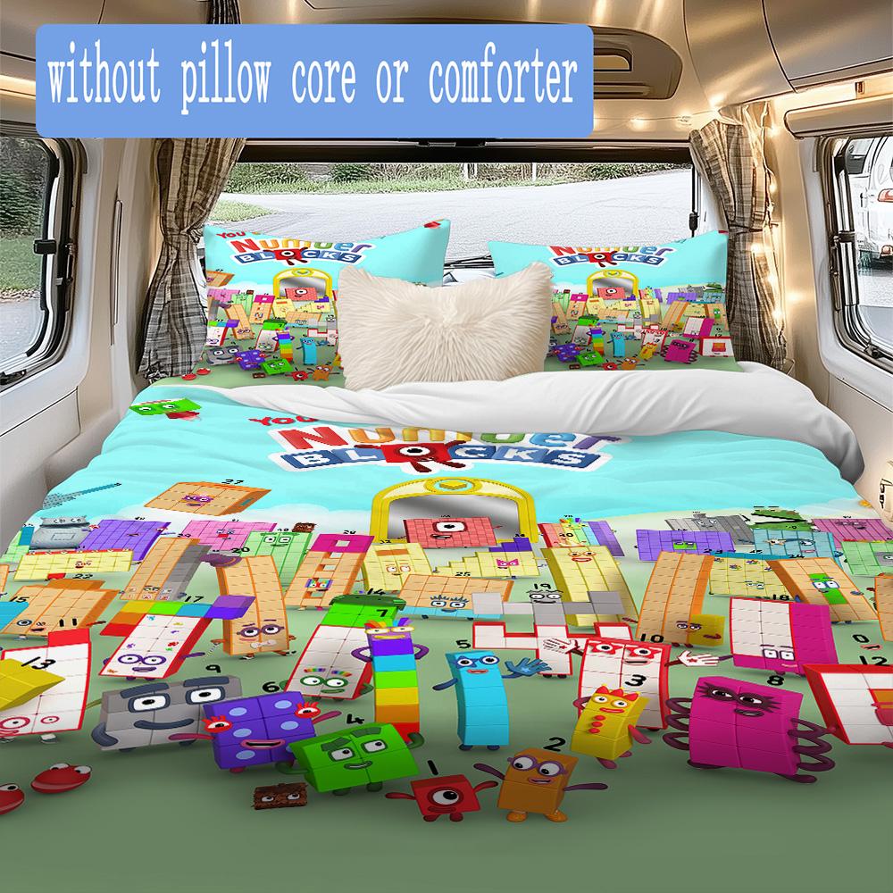 Biancheria da letto con motivo del cartone animato Numberblocks, Set piumone Copripiumone Federa Regalo di Compleanno per la Casa (1*copripiumino+2*federe,senza imbottitura)XSJT0917482
