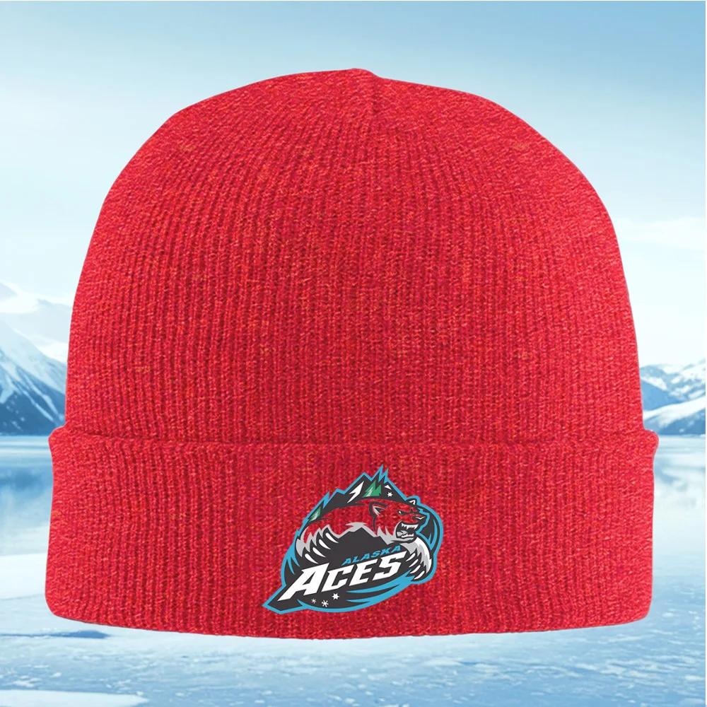 Bear mountain sky Alaska Aces logo Unisex Women Unisex Knitted Hat Beanie Pullover Cap Winter Thermal Warm Christmas Outdoor C