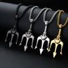 Vintage Neptune Poseidon Trident Pendant Stainless Steel Ancient Greece Amulet Necklace Men Jewelry Gift for Sailor