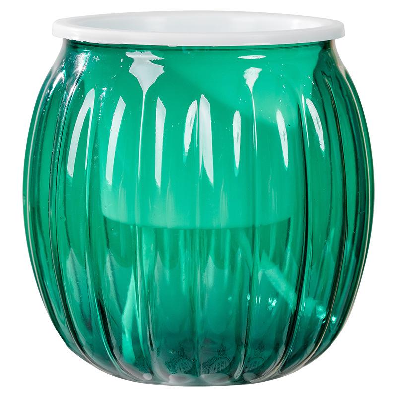 

1 шт. Прозорий горщик для квітів у формі гарбуза, потовщена смола, видимий рівень води, лінивий самополивний вазон, настільні прикраси L зелений