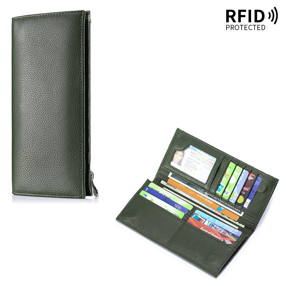 

Bifold Slim Long Wallet for Men RFID-Blocking Thin Wallets with ID Window,Multi-Card Slots & Zipper Cash Pocket,Business Purse армія зелений колір