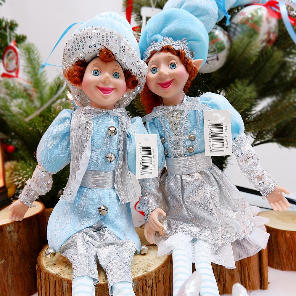 2PCS Christmas Elf Couple Plush Doll Christmas Tree Decoration Navidad New Year Pendant Ornaments Home Decor Kids Toy Gift