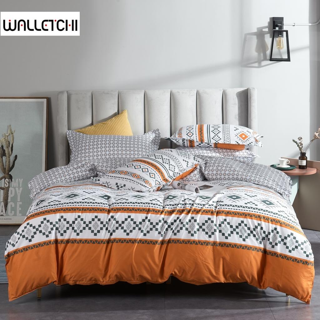 Bettbezug-Set, Orange und Weiß, Boho-Bettwäsche-Set, Schwarz, Grau, Geometrisch, Wende-Bettbezug, Mädchen, Jungen, Teenager, Bettbezug