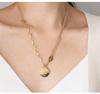 Initial Round Pendant Titanium Steel Sweater Necklace for Women - Versatile & Trendy Jewelry