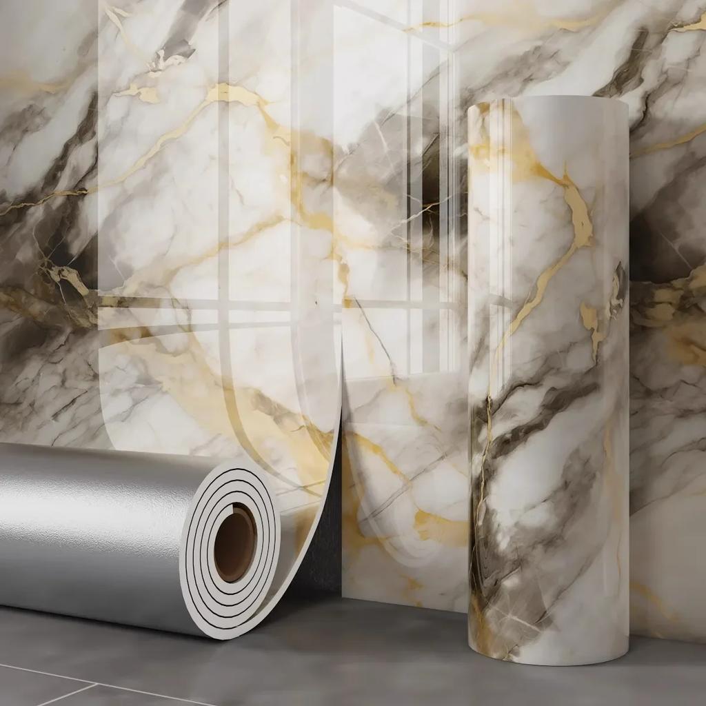 Thick Foam Marble  Peel and Stick Wallpapers Waterproof Wall Stickers Imitation Tile Self Adhesive Wall Paper Bedroom Decoration