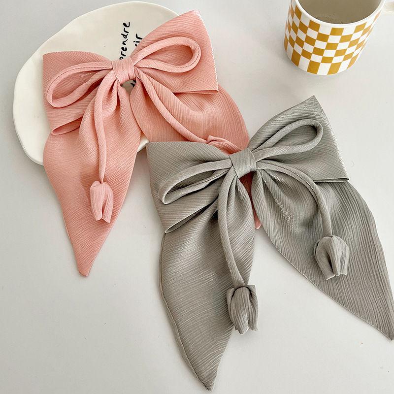 

Аксессуар Мода Тюльпан Лента Бантом Заколки Элегантные Волосы Сплошной Цвет Женщины