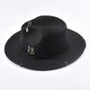 2025 Fashionable Metal RB Letter Denim Straw Hats for Women Men Summer Panaman Jazz Hat Outdoor Holidays Beach Sun Hat Wholesale
