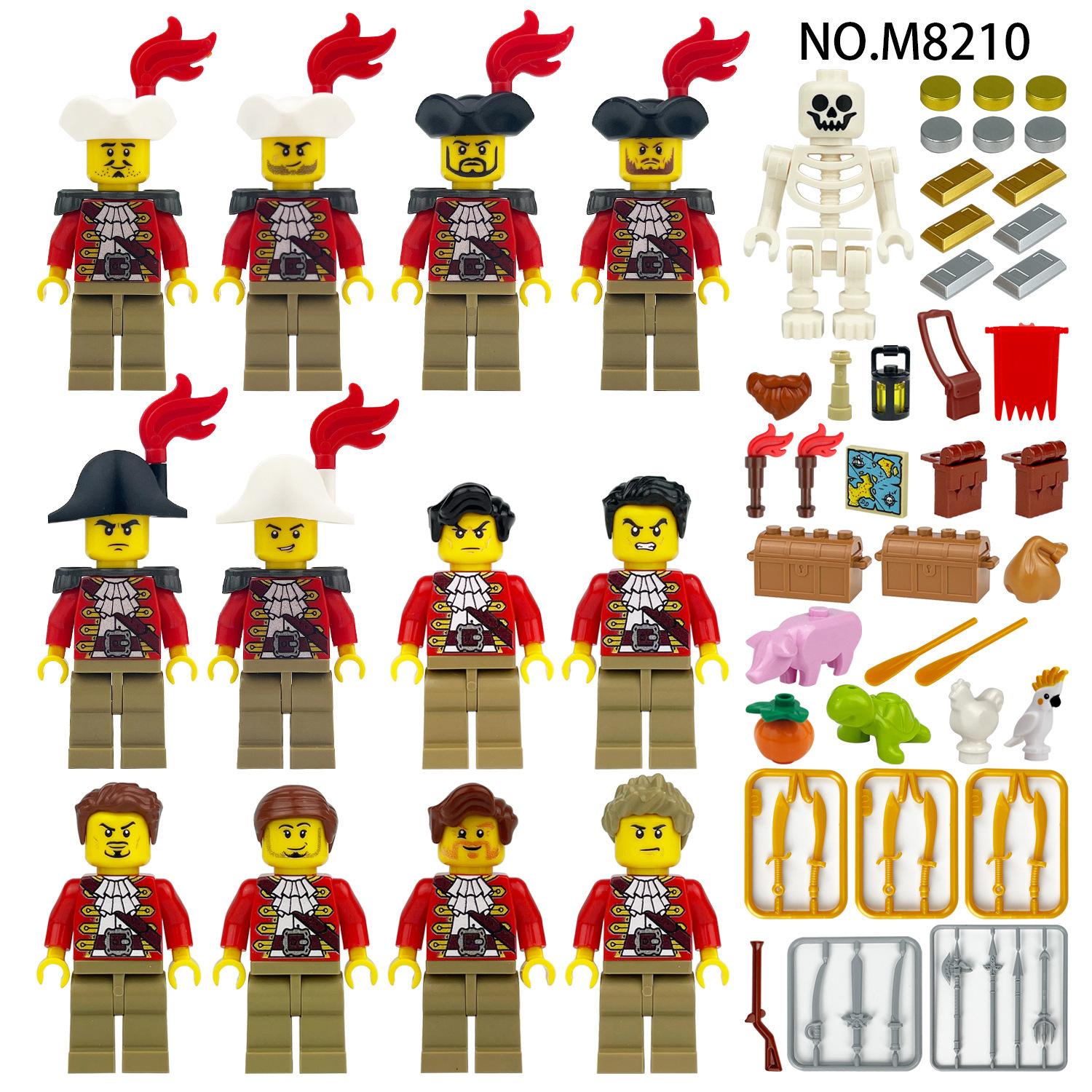 2Pirateminifiguresm8210Cross-Border High-Quality Children Sassemblyofsmallparticles High-Quality Building High-Quality Blocktoys High-Quality