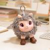 Cute Vinyl Face Plush Sheep Keychain Bag Charm Zoo Animal Doll Pendant Soft Stuffed Toy Accessory