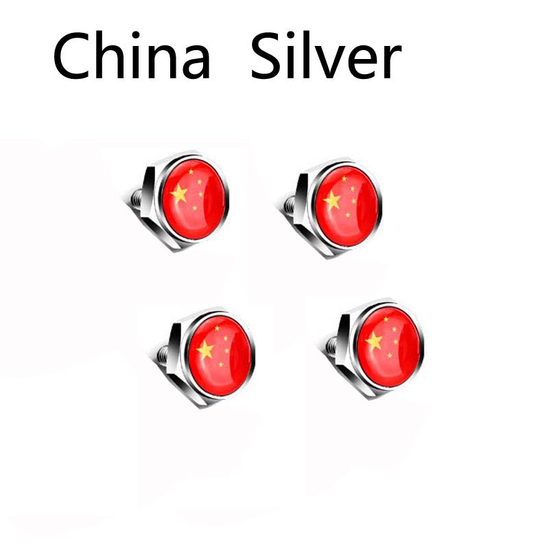 4pcs/set USA Italy Germany Sweden Flag Metal Screws License Plate Bolts Accessories
