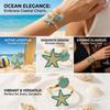 Exaggerated Starfish Shell Open Bracelet for Women Trendy Gold Color Metal Blue Enamel Marine Bracelet Beach Vacation Jewelry
