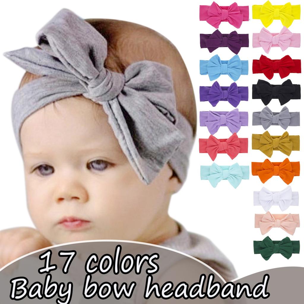 Soft Stretchy Baby Headband with Large Bow Elastic Fabric Infant Hair Accessory Comfortable Fit for Newborn Toddlers and Kids