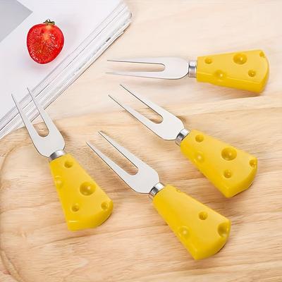 1/4pcs Cheese Fork, Fruit Fork, Salad Fork, Kawaii Cheese Fork with Cheese Decorative,Decorative Handle Multipurpose Cheese Fork