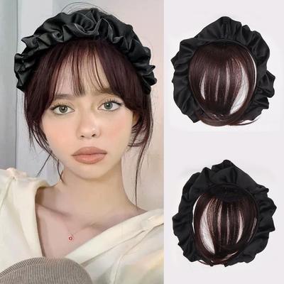 Synthetic Fake Bangs Hair Neat Fringe Bands with Headband Heat Resistant Bangs In Hair Extensions Hairpiece