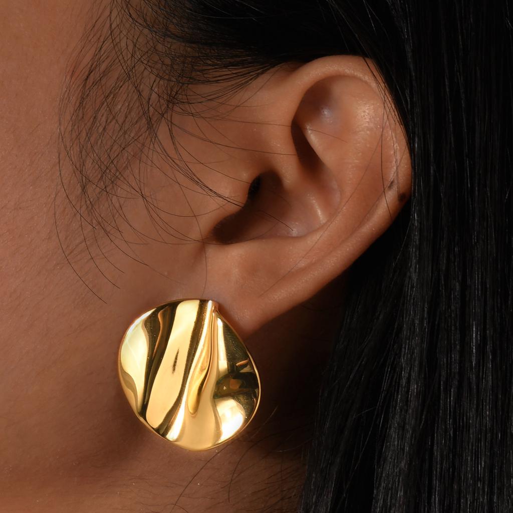 Exaggerated Irregular Big Stud Earrings for Women, Stainless Steel Gold Plated Large Earrings, Geometric Luxury Jewelry Party