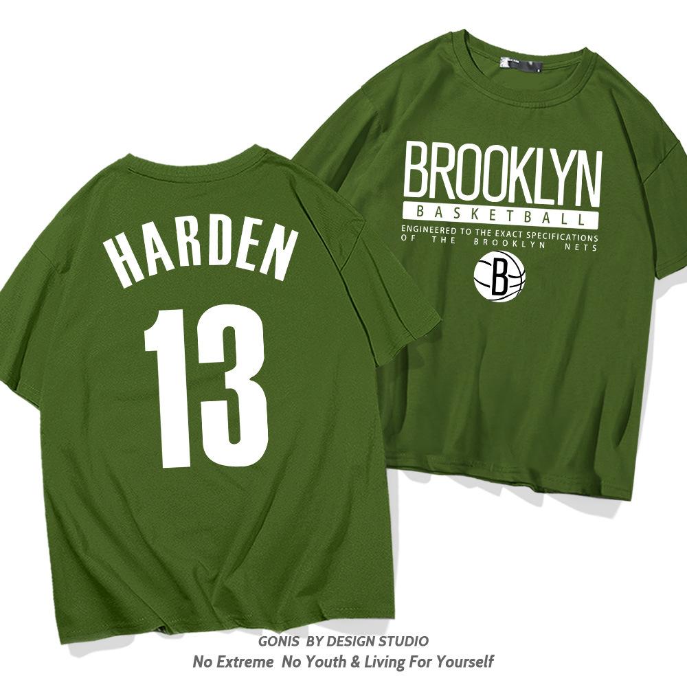 Nets Harden No. 13 Short-sleeved T-shirt Men's and Women's Trendy Youth Basketball Training Clothes Pure Cotton Casual Half-sleeved Clothes