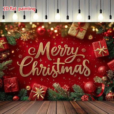 Fundo Dourado de Decoração de Feliz Natal Cenário de Inverno para Fotografia Decorações para Estúdio Fotográfico Cabine de Fotos Festa de Natal