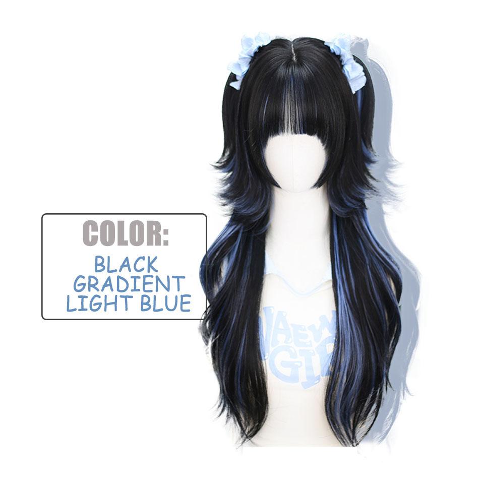 WTB Lolita Long Curly Hair Synthetic Wig Female Natural Long Curly Hair JK Girl Long Hair Fashion Highlights Wig