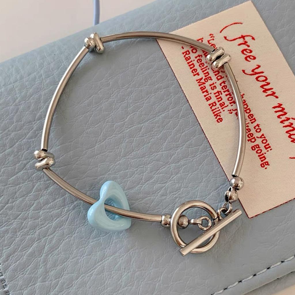 Romantic Love Heart Beaded Bracelet Adjustable For Daily Wear And Gifts Alloy Chain With Colorful Resin Beads