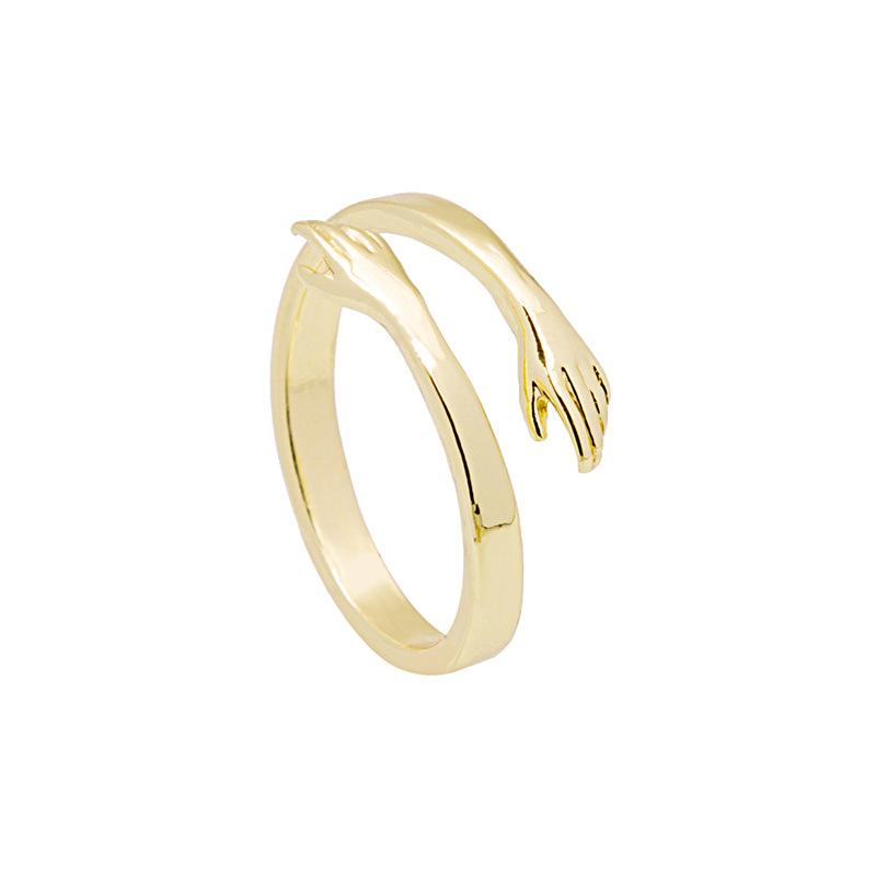Creative Romantic Hands Hug Ring Niche Cute Retro Personality Index Finger Ring Woman