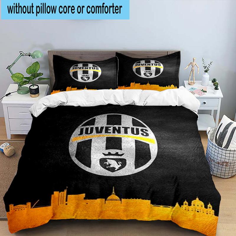 Set Biancheria da Letto Stampato 3 Pezzi Juventus Football Club Chiusura Copripiumino Include 1 Copripiumino & 2 Federe Set Biancheria da Letto Decorazioni per la Casa Regali