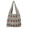 Popular tote bag strawberry pattern knitted crochet bag durable large capacity women's handbag