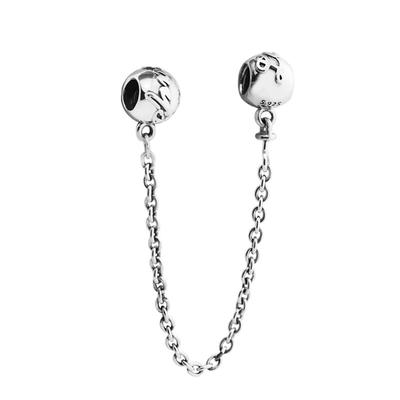 Genuine 925 Sterling Silver Love Always Safety Chain Charm Beads for Jewelry Making Fits Original Bracelet