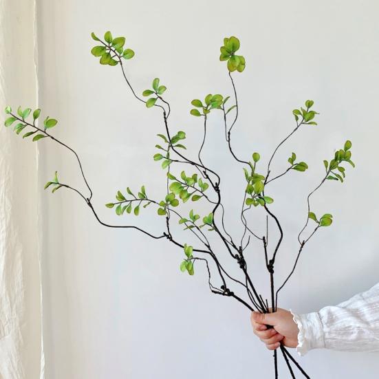 Yousheng 3 Pcs Faux Fall Leaves Stems Artificial Ficus Branches Fall Ficus Foliage for Vases Fall Table Centerpieces Farmhouse Decor