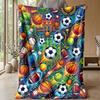 Sports Ball Festival Theme Blanket Lightweight Warm Flannel Blanket Decorative Throw Blanket for Home Decoration