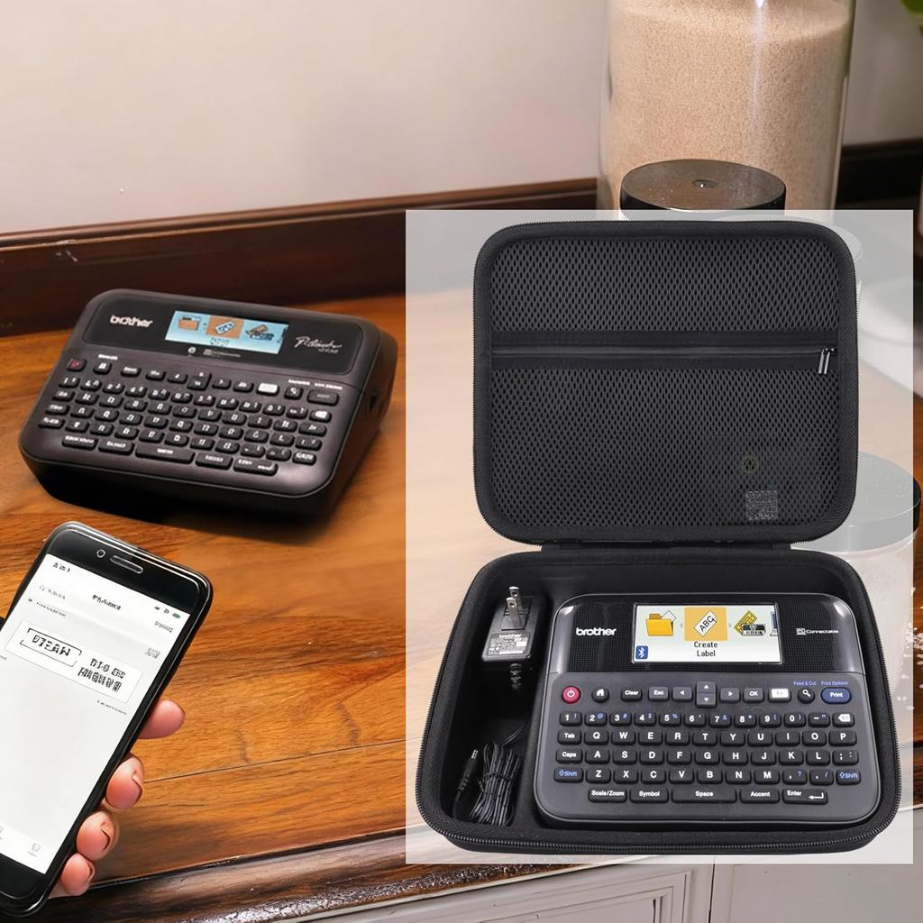 Label Printer Case Compatible with Brother P-Touch PT-D610BT/PT-D610BTVP/PTD600 Business Professional Connected Label Maker(Black Case)