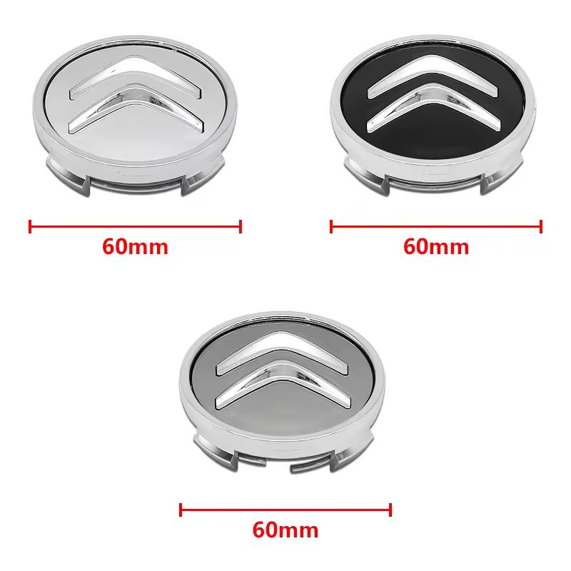 4 pezzi 60mm Tappi Centrali Ruota Auto Coprimozzi Cerchioni Tappi Copri Mozzo Emblema Per Citroen C5 X AIRCROSS C3 C4 C2 Berlingo Jumper Dispatch ami