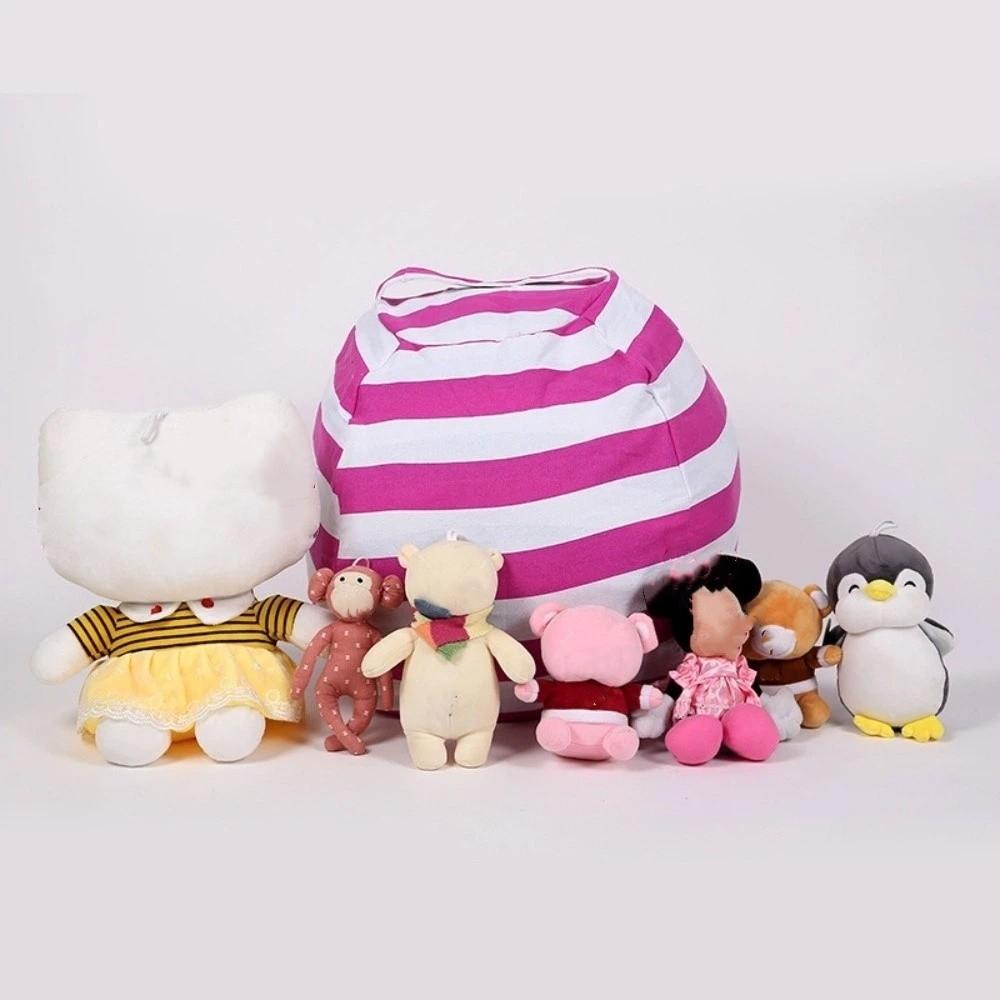 New Striped Children's Toy Storage Bag Large Capacity Quilt Storage Bean Bag Sofa Zipper Canvas Stuffed Animal Chair