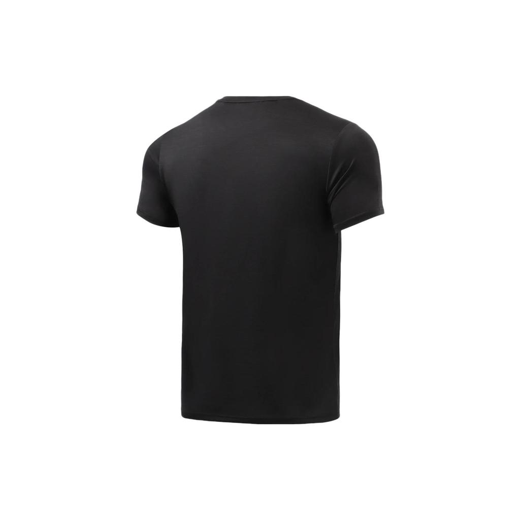 Li Ning Plain Logo Print Round Neck Short Sleeve T-Shirt Men Tops Black ATSR293-1