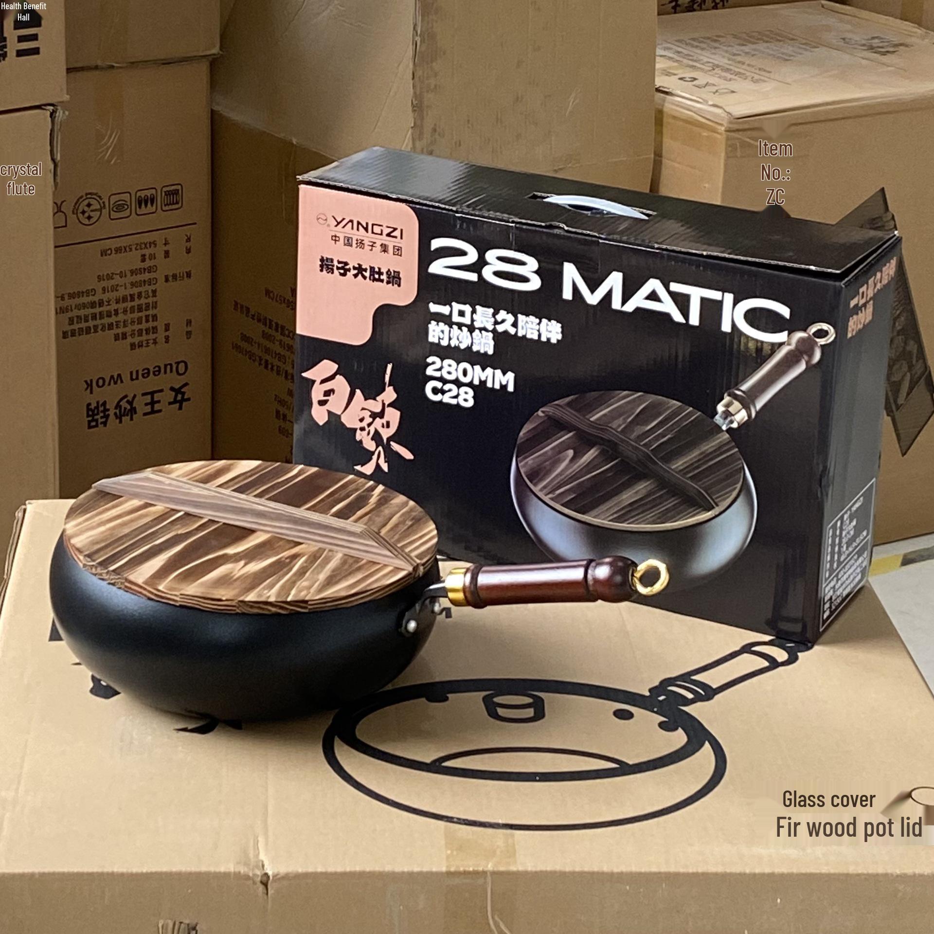 28CM Cast Iron Non-Stick Wok: Multi-functional Large-Bellied Pot with Gift Box 28cm