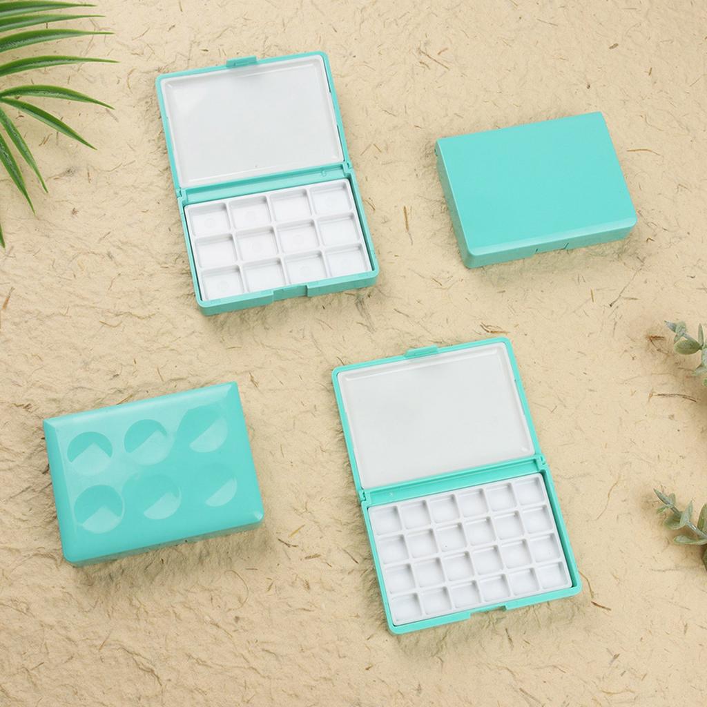 Portable Paint Palette Box 12 Well 24 Well Watercolor Paint Palette Case Folding Paint Palette Box Paint Mixing Tray