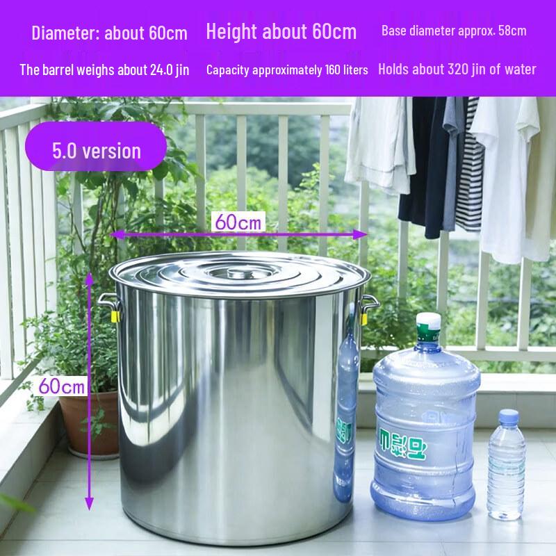 Heavy-Duty Stainless Steel Storage Bucket with Lid