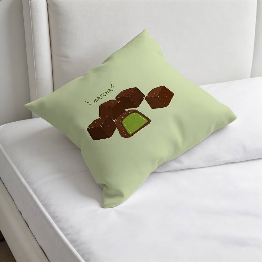 Green INS Style MMatcha Cake Square Pillow Case Soft Decorative Throw Pillow Cover for Home Sofa Bed