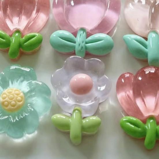5Pcs Resin Tulip Flowers DIY Tulip Sunflower Shoe Craft Accessories Charms Flower Ornaments for Jewelry Shoes