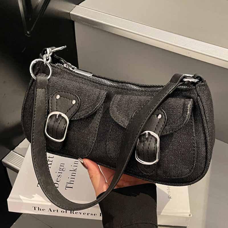 Retro foreign shoulder women's bag 2025 new popular niche design hand carry fashion baguette bag Korean version armpit bag