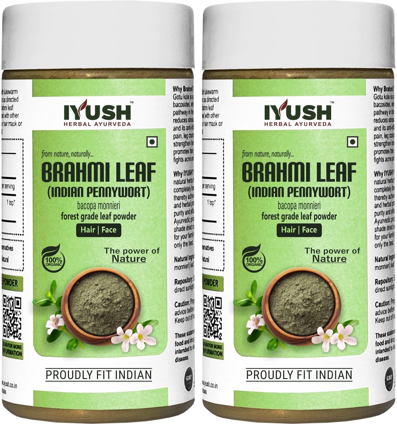 

Iyush Herbal Ayurveda Brahmi Powder Bacopa Monnieri Powder | 100gm 0.2lbs Each Pack Of 2