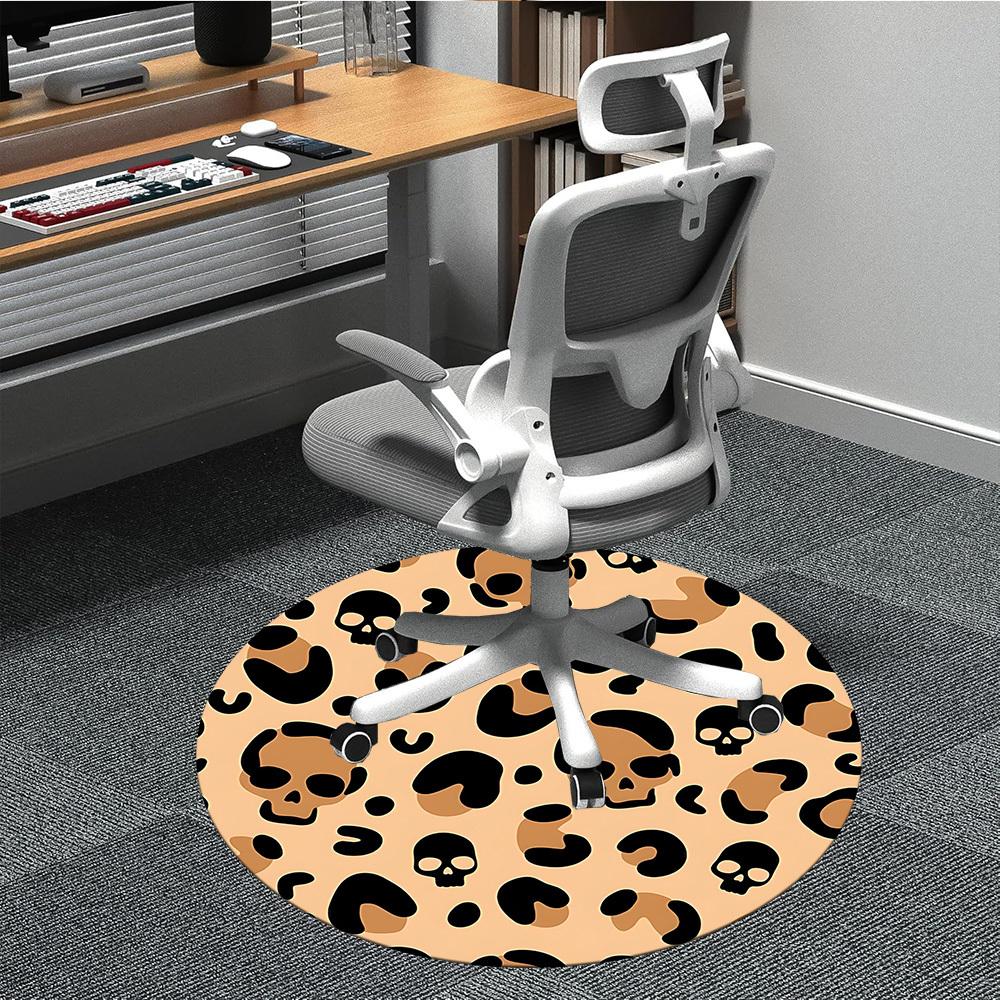 1pc Skulls Office Round Area Rug, Indoor Mat Suitable For Office, Under Office Chairs Bedroom Living Room Home Decor, Room Deco