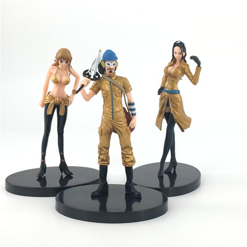 9 Styles One Piece Straw Hat Pirates Black Outfit Gold City Anime Figure Collectible