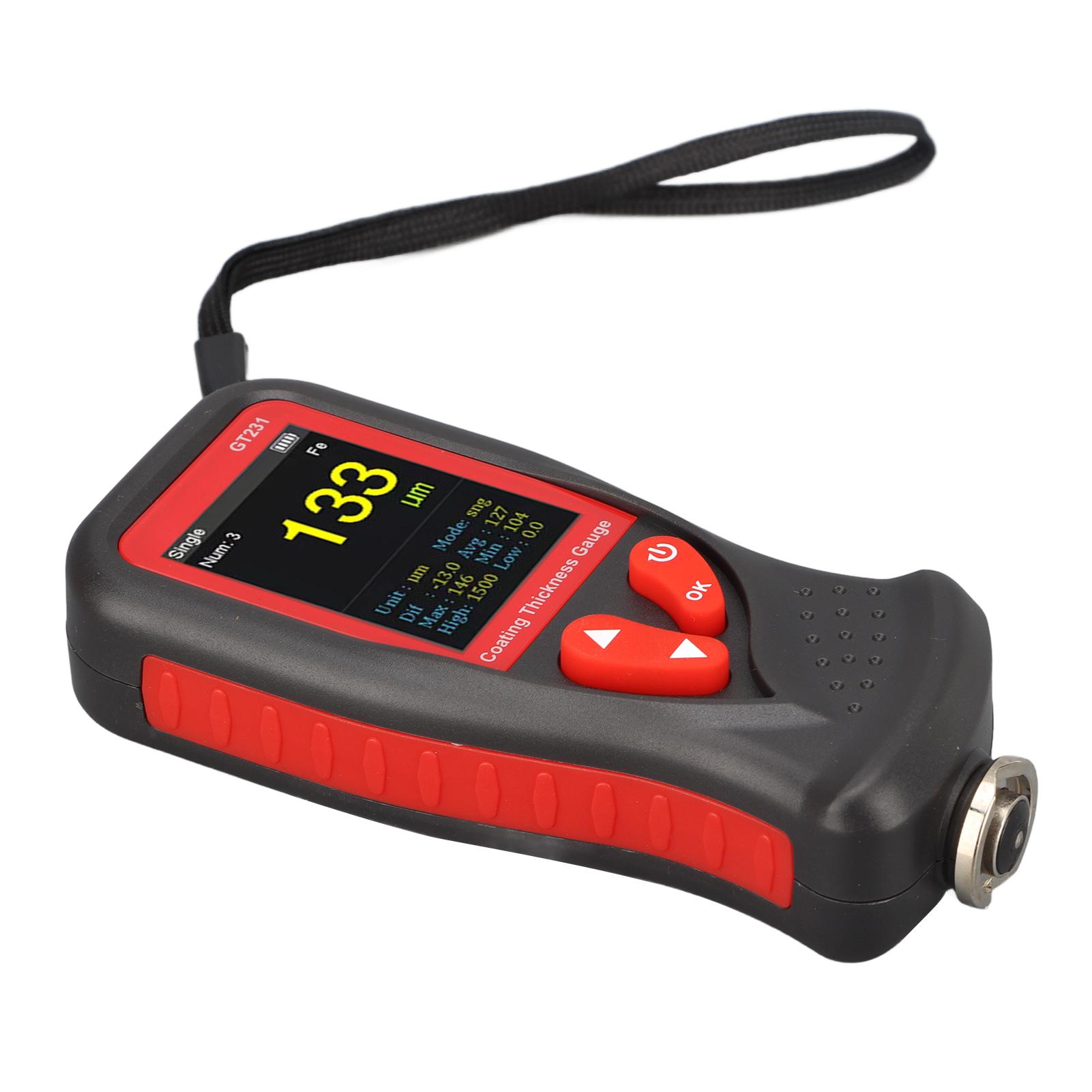 

Толщиномер краски 0,1 мил Разрешение HD Цветной дисплей Автовыключение Перезаряжаемый Толщиномер покрытия