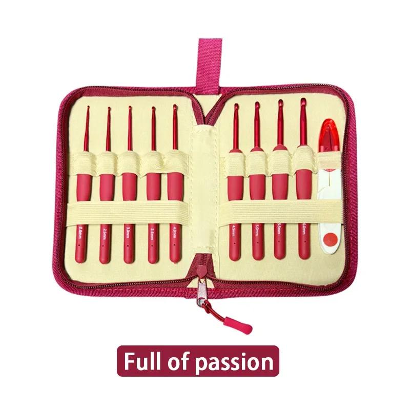 Metal Aluminum TPR Crochet Hooks Knitting Kit with Soft Handle for DIY Crafts