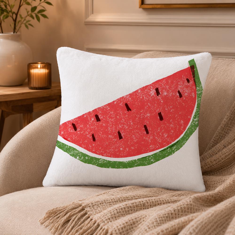 Watermelon Cushion Cover Anti-dustmite Pillowcase Invisible Zipper Silky Short Plush Sofa Cushion Cover