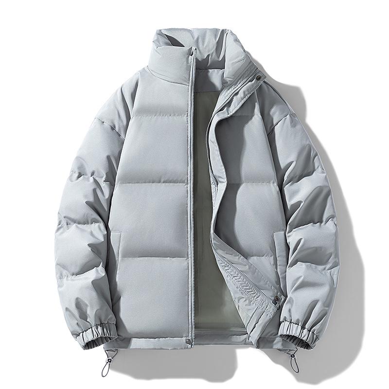 2025 Unisex Winter Stand Collar Thickened Puffer Jacket - Solid Color, Trendy Casual