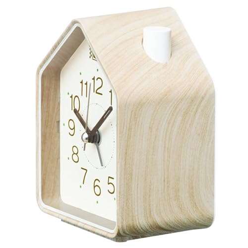 Seiko Clock Alarm Clock Table Clock Analog Light Brown Wood Grain 110 x 86 x 63mm PYXIS NR453A